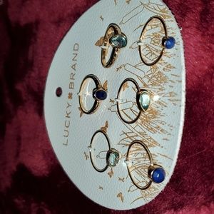 Gold and Blue Stacking Ring Set